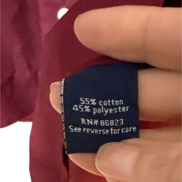 Croft & Barrow Mens Long Sleeve Button-Up Shirt L 16 1/2-17 32/33 Red Cotton Ble - Picture 4 of 7